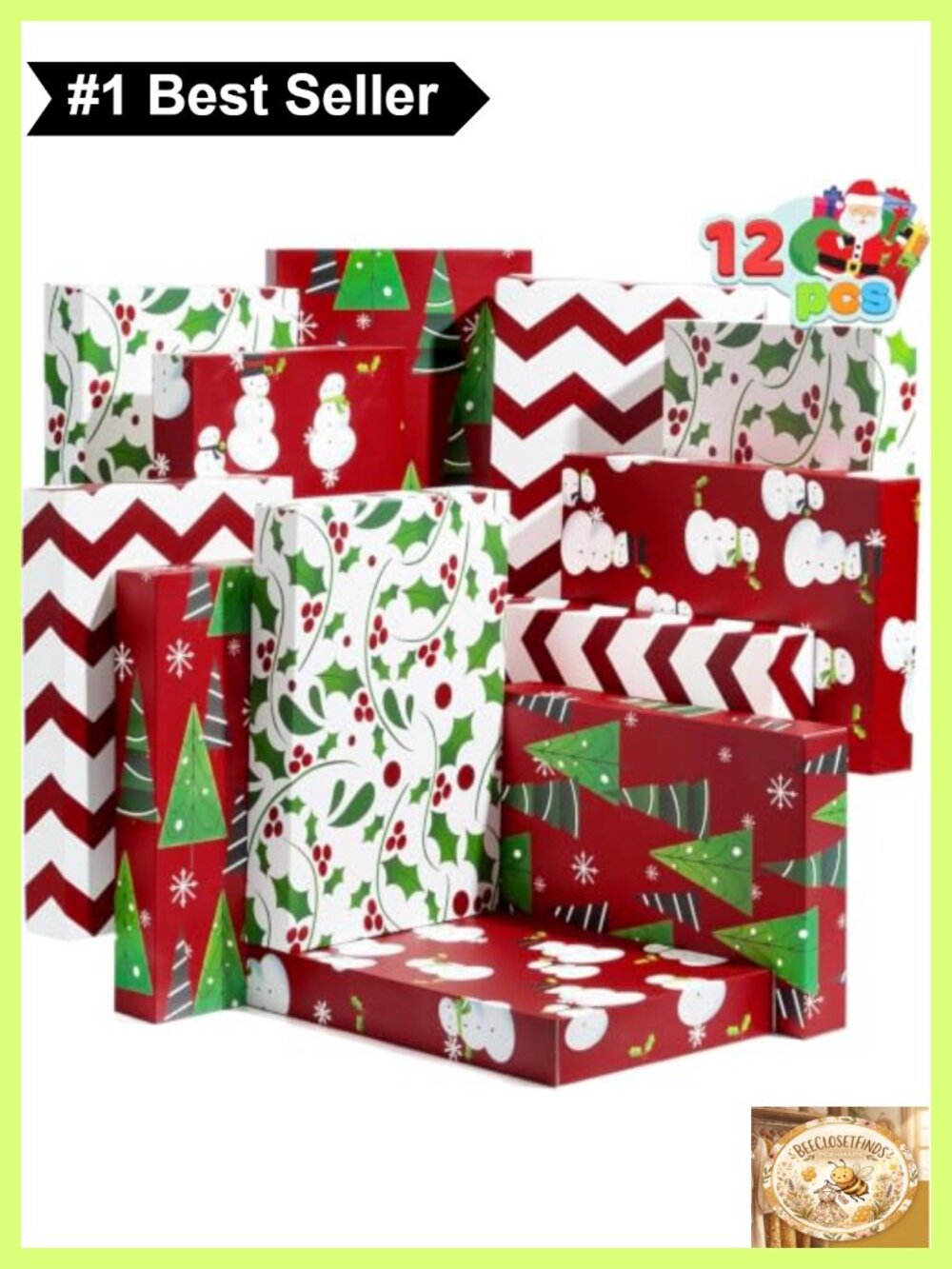 12 Pack Christmas Gift Boxes with Lids Large Shirt Boxes for Presents
